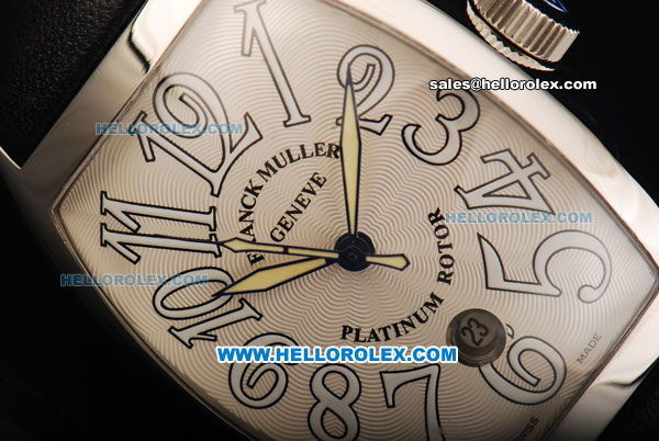 Franck Muller Platinum Rotor Swiss ETA 2824 Automatic Movement Steel Case with White Dial and White Arabic Numerals - Click Image to Close